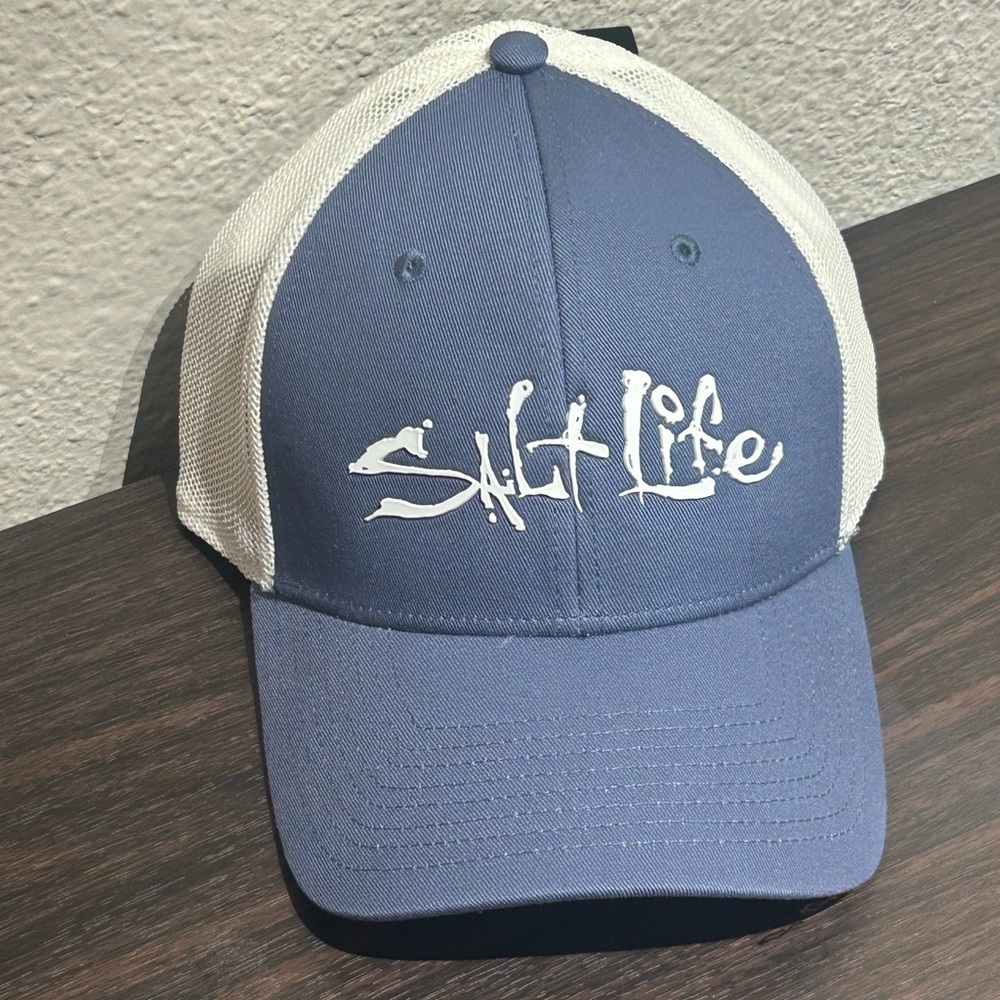Salt Life Navy and White Mesh Cap